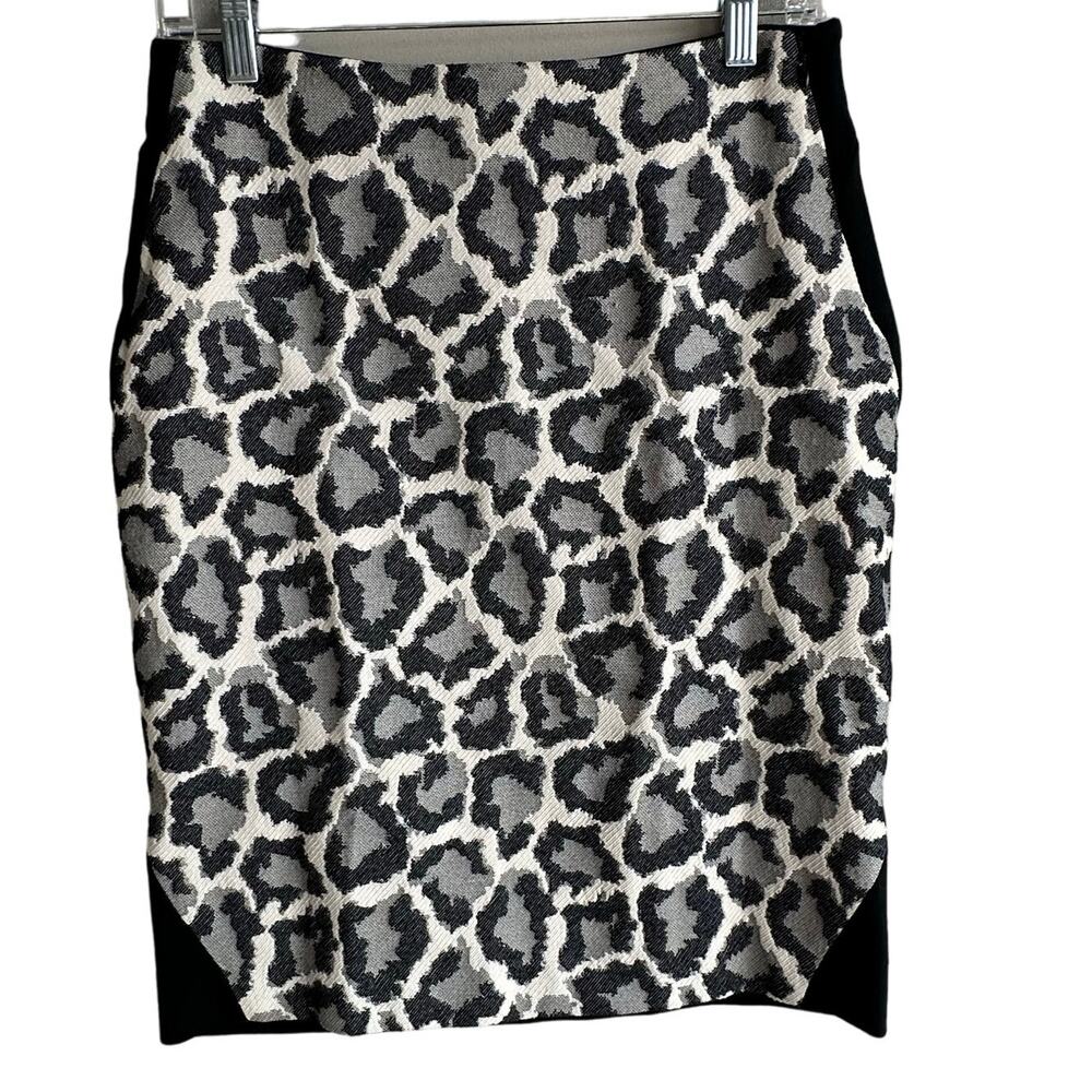 Diane Von Furstenberg Leopard Pencil Skirt Black White 8